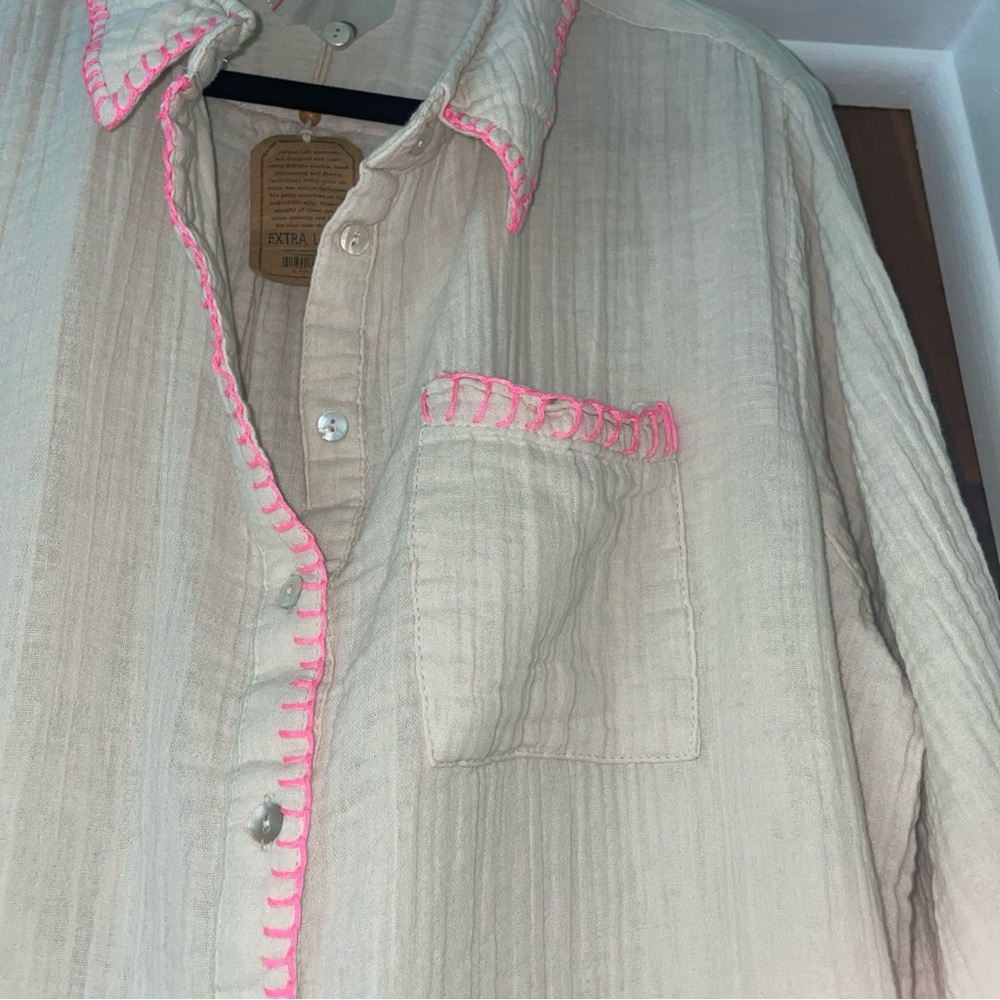 NATURAL LIFE Cream Dress with Pink Trim - Picture 6 of 9
